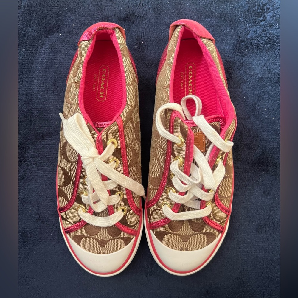 Coach Tan and Pink Women's Sneakers - Picture 4 of 6